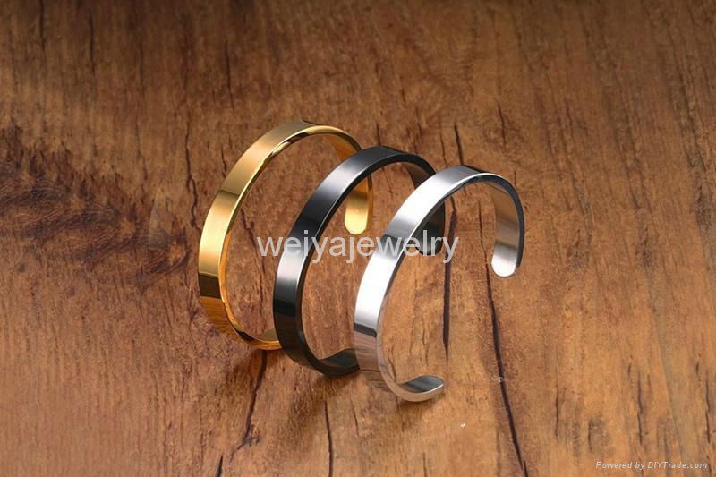 Stainless steel open cuff bangle for men and women  2