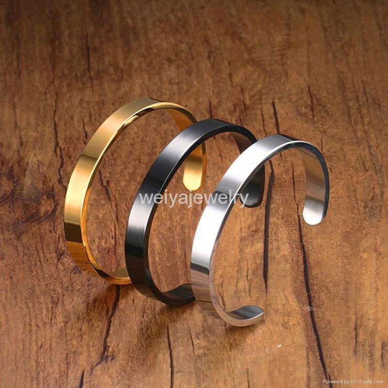 Stainless steel open cuff bangle for men and women  3