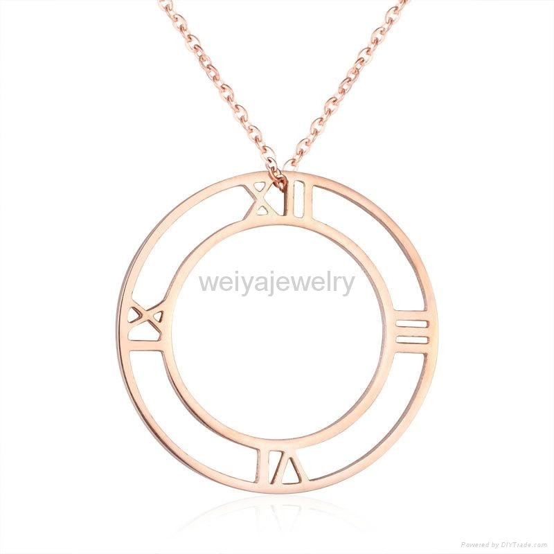 Rose gold jewelry necklace rome number circle necklace