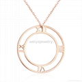 Rose gold jewelry necklace rome number circle necklace