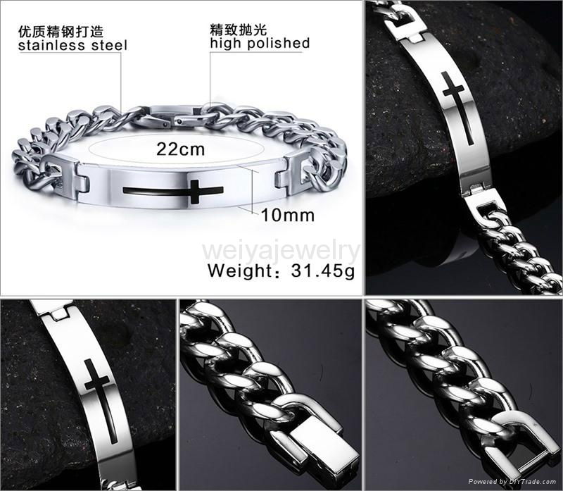 316L stainless steel jewelry ID plated metal bracelet with corss logo