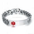 Fashion stainless steel silver men's medical bracelet  1