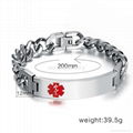 Fashion stainless steel silver men's medical bracelet  2