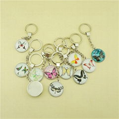 Zinc Alloy Keychain with Single Side Custom Printing Dome Crystal