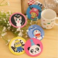 pvc non skid cup pad cup coaster with cartoon character 