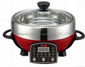 chinese 4L houseware stainless steel red stockpot with glass lid