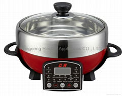 chinese 4L houseware stainless steel red stockpot with glass lid