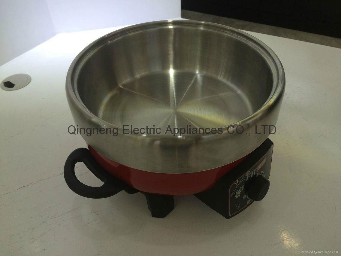 chinese 4L houseware stainless steel red stockpot with glass lid 4