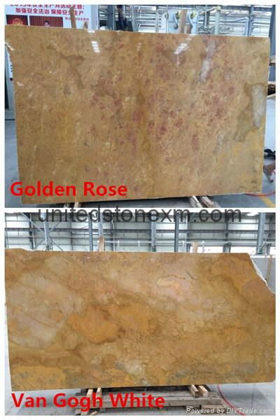 yellow marble slabs - golden rose and van gogh white