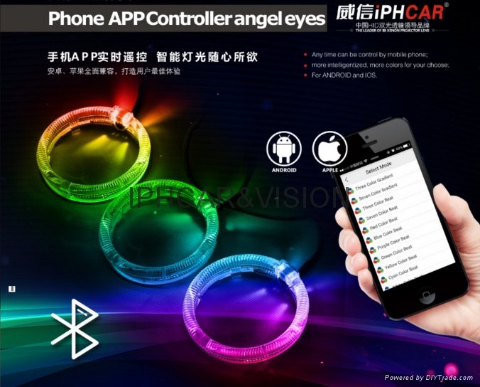 IPHCARR Q5  projector lens with RGB colors angel eyes automotive led headlight 