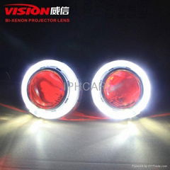 Universal 2.5" LED halo Switchback Angel Eye Retrofit BiXenon Projector lens kit