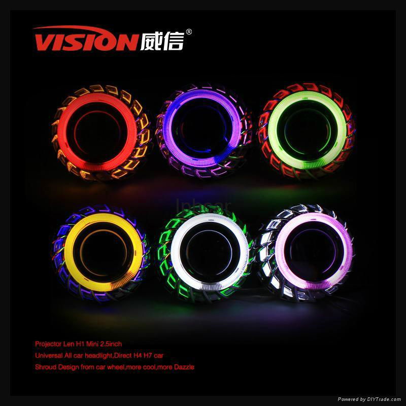 super fire wheel with Double angel eyes bi-xenon hid projector lens car light h4 2