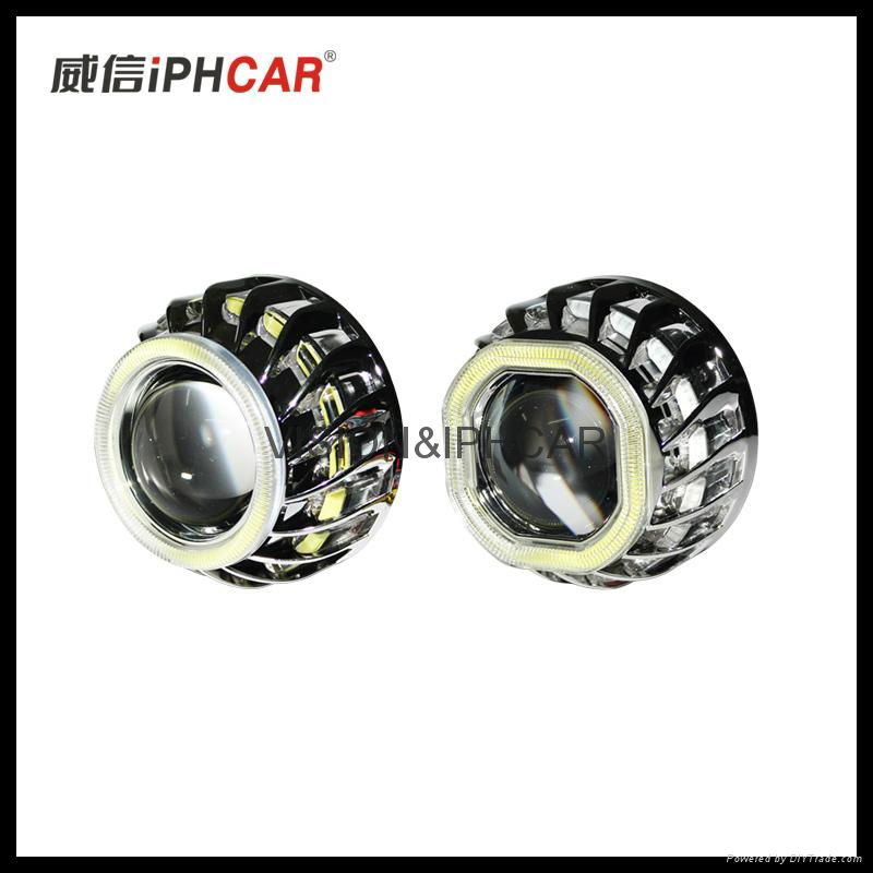 super fire wheel with Double angel eyes bi-xenon hid projector lens car light h4 3