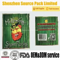  Three Side Heat Sealed Plastic Bags with Zipper and Tear Notch for Tobacco