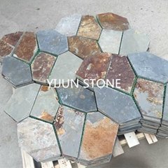 Natural SLATE miscellaneous combination of rust rust plate net park paving stone