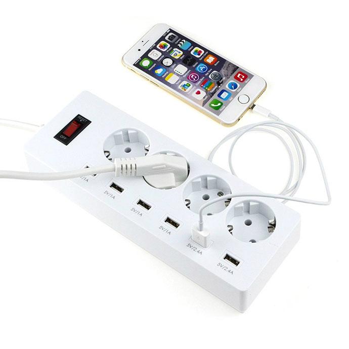 4 gang power distribution board 250v euro  plug socket with usb charger port 2