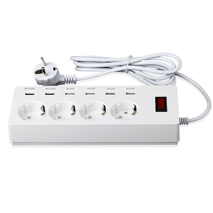 4 gang power distribution board 250v euro  plug socket with usb charger port