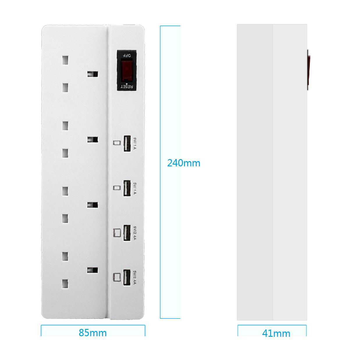 4 way extension cord socket  uk 3 pin plug 250v 13a 4 outlet with usb ports 3