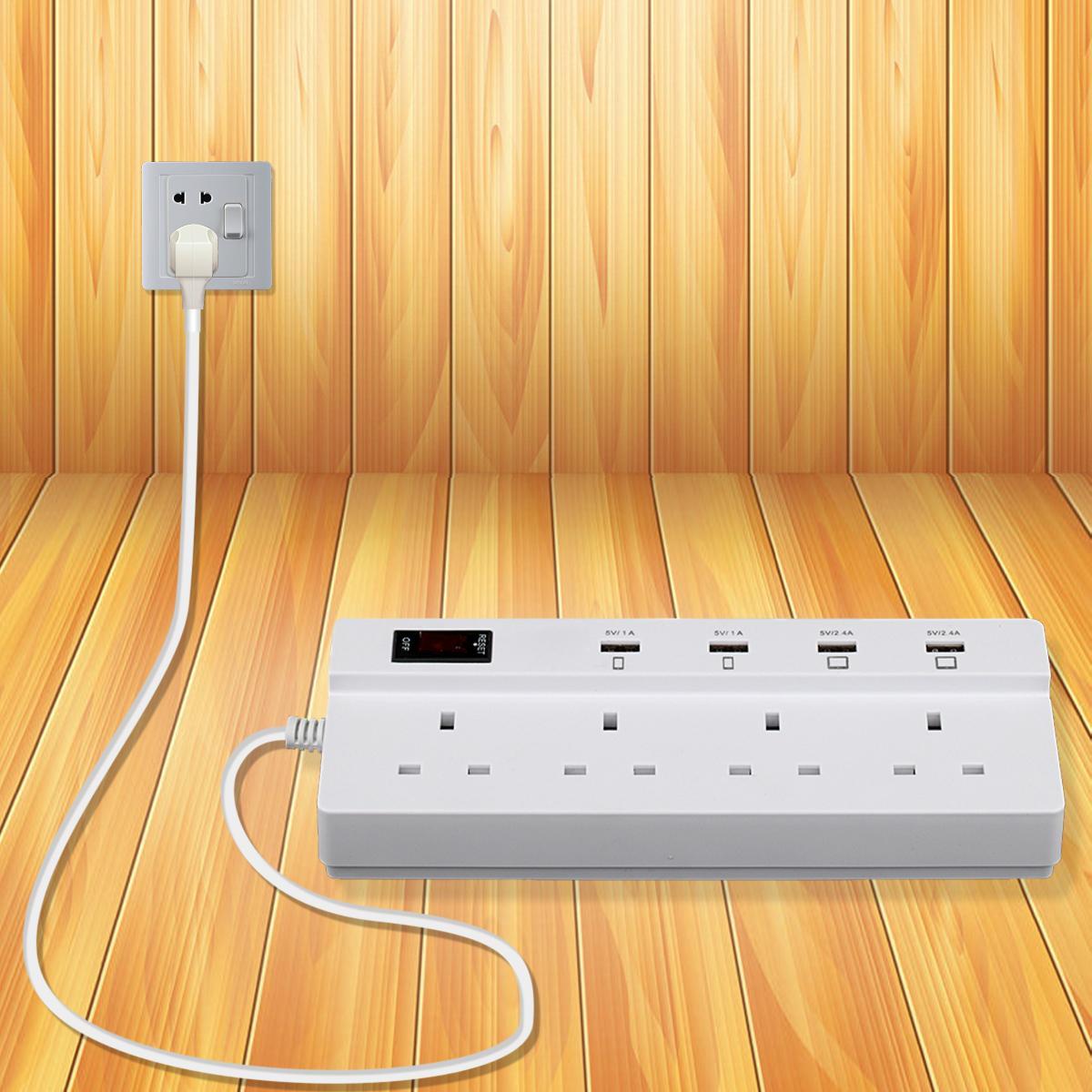 4 way extension cord socket  uk 3 pin plug 250v 13a 4 outlet with usb ports 5