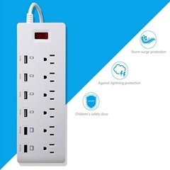 6 outlet power strip with multi usb charger port US plug surge protector