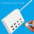 desktop powered usb hub 8 port usb outlet 5v 2.4a 1a charger station with cord 1