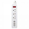 3 outlet smart power socket with 3 port usb US  plug 125v 1.8m extension cord 2