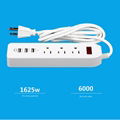 3 outlet smart power socket with 3 port usb US  plug 125v 1.8m extension cord 4