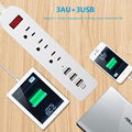 3 outlet smart power socket with 3 port usb US  plug 125v 1.8m extension cord 5