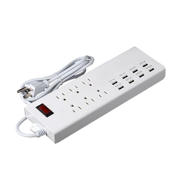 US 6 gang Multi-functional usb outlet sockets with surge protector 