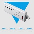 US 6 gang Multi-functional usb outlet sockets with surge protector  3