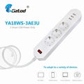 universal receptacle power strip with usb 3 outlets Euro type surge protection 4