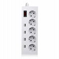 5 way multi extension cord socket strip with 4 usb port surge protector 1
