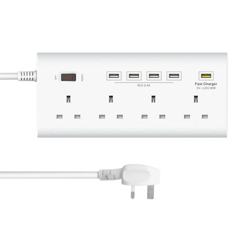 uk main multi plug socket with smart usb connection QC3.0 fast charging 