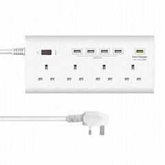 uk main multi plug socket with smart usb connection QC3.0 fast charging 