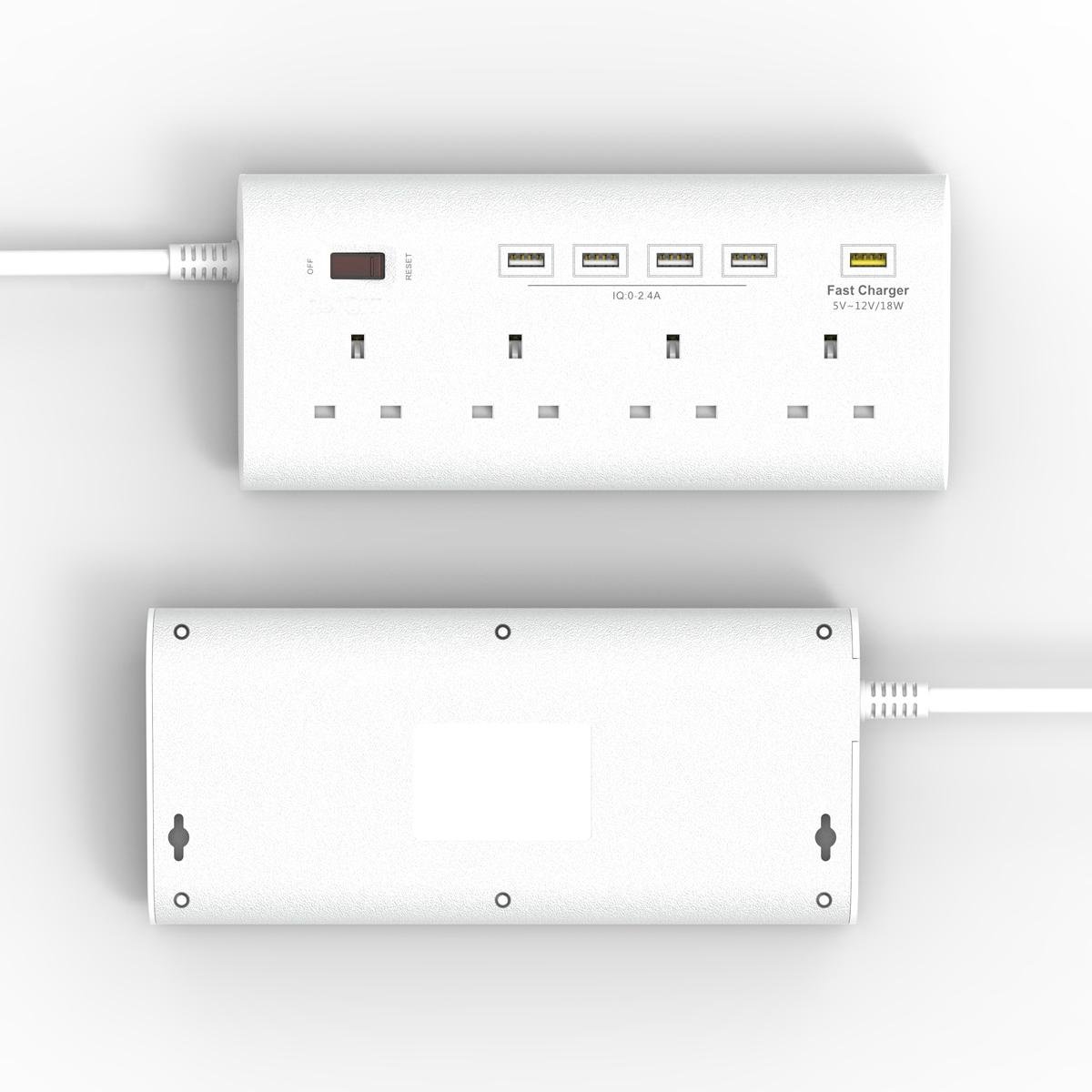 uk main multi plug socket with smart usb connection QC3.0 fast charging  4