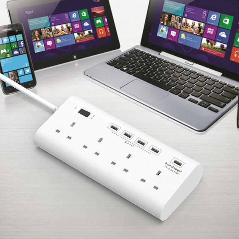 uk main multi plug socket with smart usb connection QC3.0 fast charging  5