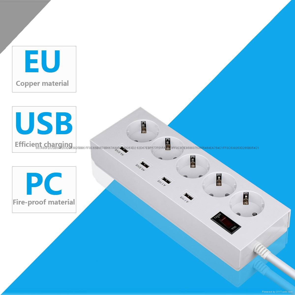 Europe 5 way socket extension strip 4 usb port surge guard  4