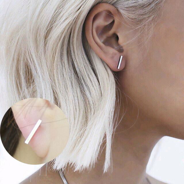 2016 Fashion Gold Silver Punk Simple Bar Earrings For Women