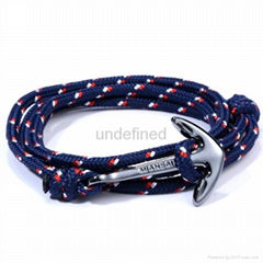 Handmake Men Miansai Gun black nylon rope wrapped anchor bracelet