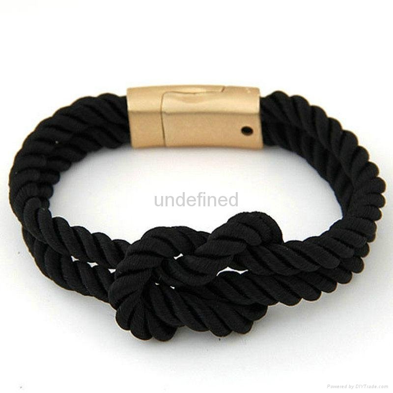 Fashion Braided Rope Chain with Magnetic Clasp Bow Charm bracelet 2