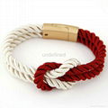 Fashion Braided Rope Chain with Magnetic Clasp Bow Charm bracelet 3