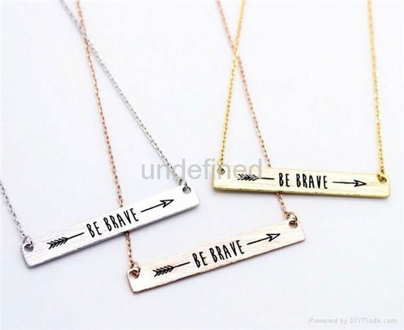 18K Gold Stainless Steel Bar Pendant Simple Collar Necklace