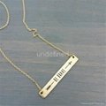 18K Gold Stainless Steel Bar Pendant Simple Collar Necklace 2