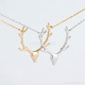 Gold Silver Deer Horn Necklace Tiny Animal Deer Horn Necklace Girl Christmas Gif