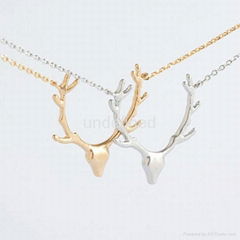 Gold Silver Deer Horn Necklace Tiny Animal Deer Horn Necklace Girl Christmas Gif