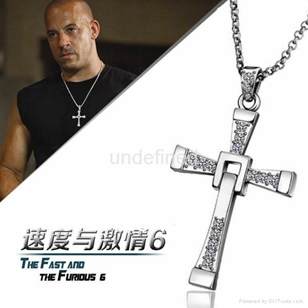 Film jewelry fast and furious dominic toretto cross pendant necklace