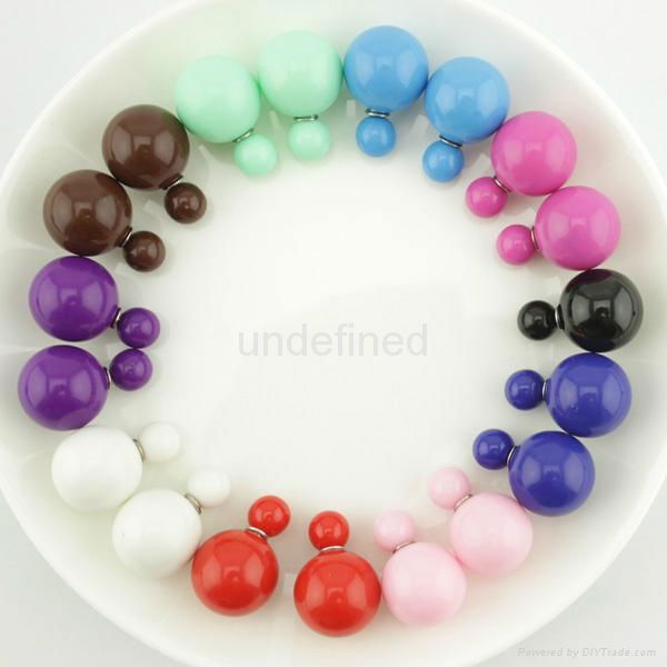 Fashionable Colorful Simulated Double Sided Wear Pearl Stud Earrings 2