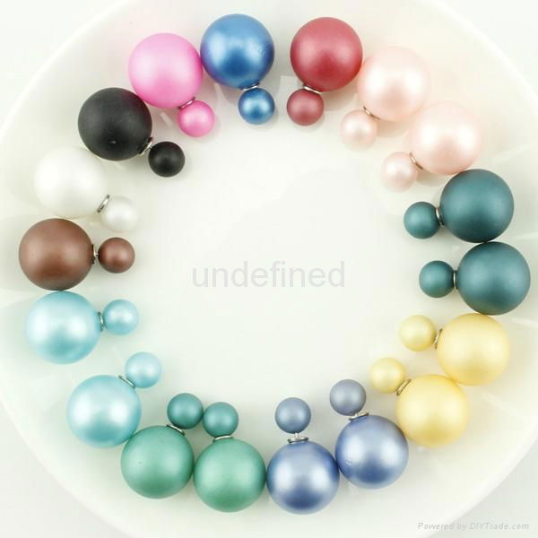 Fashionable Colorful Simulated Double Sided Wear Pearl Stud Earrings