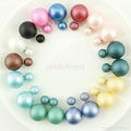 Fashionable Colorful Simulated Double Sided Wear Pearl Stud Earrings