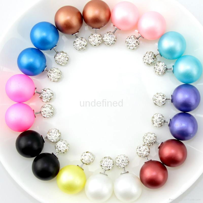 Fashionable Colorful Simulated Double Sided Wear Pearl Stud Earrings 4